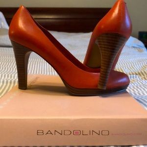 Orange and wood Bandolino heels